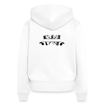 Friseur schreibt guten Geruch zu - Frauen Premium Bio Zip Hoodie - Weiß - Hinten - AI Model Female 172 light (172cm)