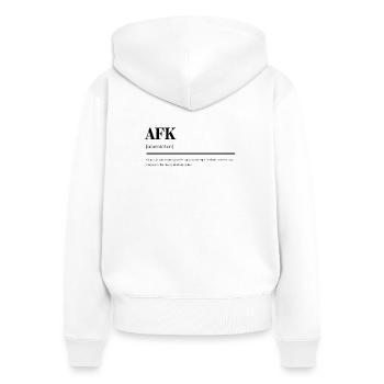 Définition humoristique de l'AFK' Gamer - Sweat à capuche zippé Premium bio Femme - blanc - Dos - AI Model Female 172 light (172cm)