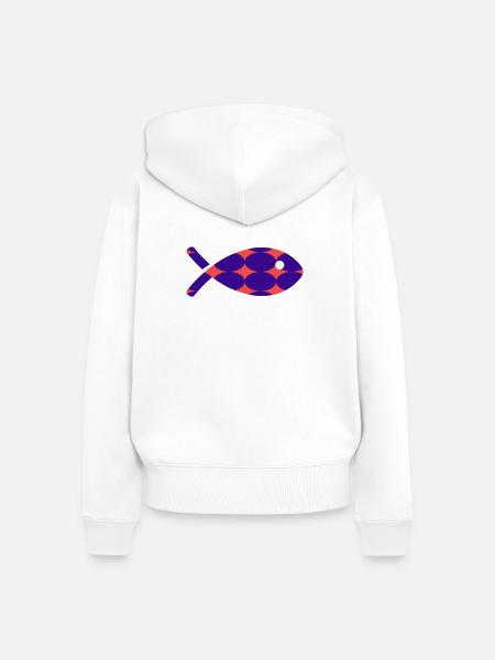 FISCH - Frauen Premium Bio Zip Hoodie - Weiß