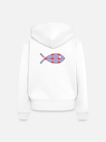 FISCH - Frauen Premium Bio Zip Hoodie - Weiß