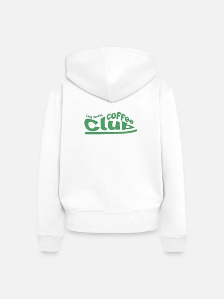 Lazy Sunday Coffee Club - Frauen Premium Bio Zip Hoodie - Weiß