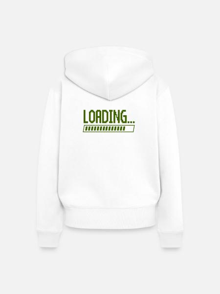 Ladebalken Pixel-Design - Frauen Premium Bio Zip Hoodie - Weiß