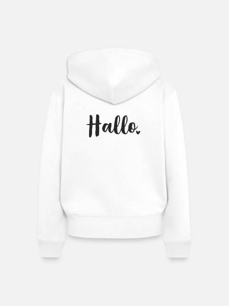 Hallo Herz - Frauen Premium Bio Zip Hoodie - Weiß