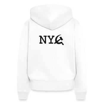 NY Commie - Sweat à capuche zippé Premium bio Femme - blanc - Dos - AI Model Female 172 light (172cm)