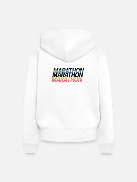 Marathon Gradient Typografie - Frauen Premium Bio Zip Hoodie - Weiß
