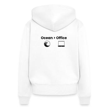 Ocean > Office Adventure Shirt - Women's Premium Organic Zip Hoodie - white - Back - AI Model Female 172 light (172cm)