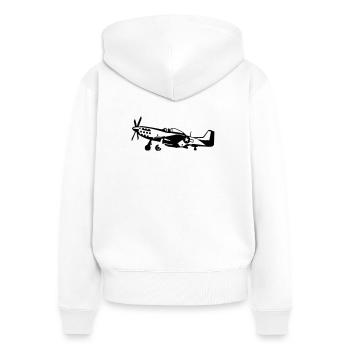 P-51 - Frauen Premium Bio Zip Hoodie - Weiß - Hinten - AI Model Female 172 light (172cm)