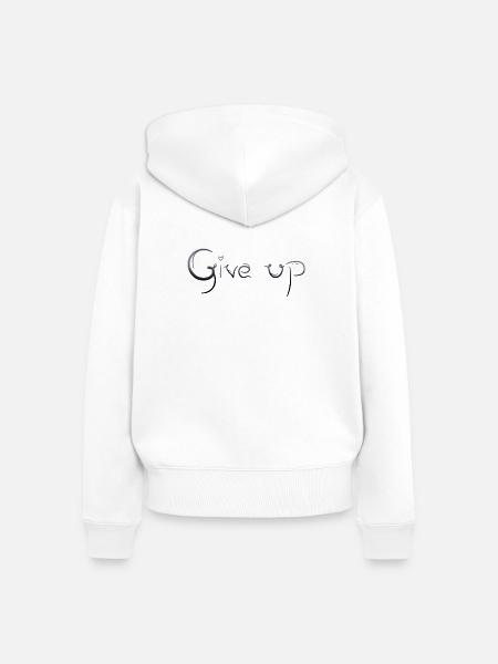 Give Up Herz Schriftzug - Frauen Premium Bio Zip Hoodie - Weiß