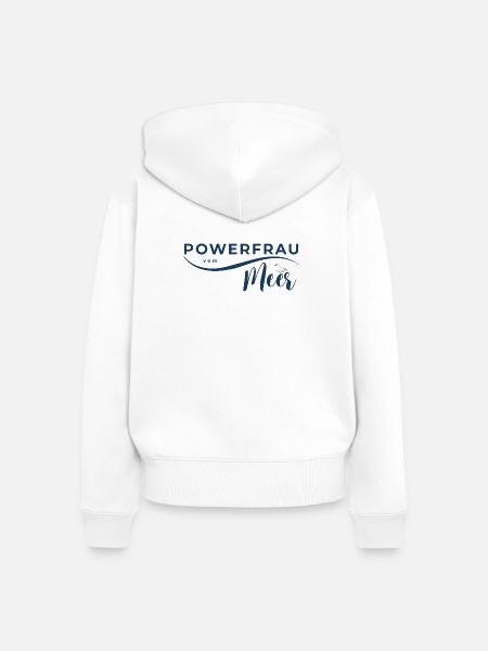 Powerfrau_vom_Meer_blau - Frauen Premium Bio Zip Hoodie - Weiß