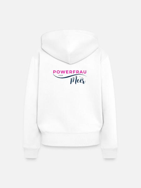 Powerfrau vom Meer pink - Frauen Premium Bio Zip Hoodie - Weiß
