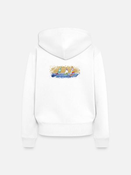 Segelboote - Frauen Premium Bio Zip Hoodie - Weiß