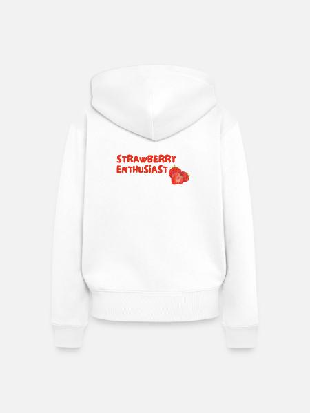 Strawberry Enthusiast - Frauen Premium Bio Zip Hoodie - Weiß