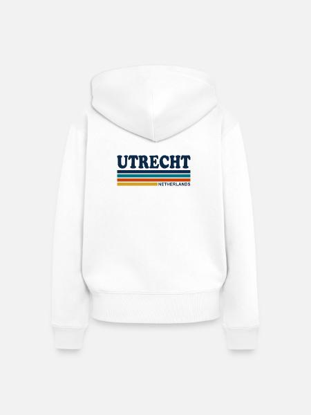 Utrecht Niederlande Retro-Streifen - Frauen Premium Bio Zip Hoodie - Weiß