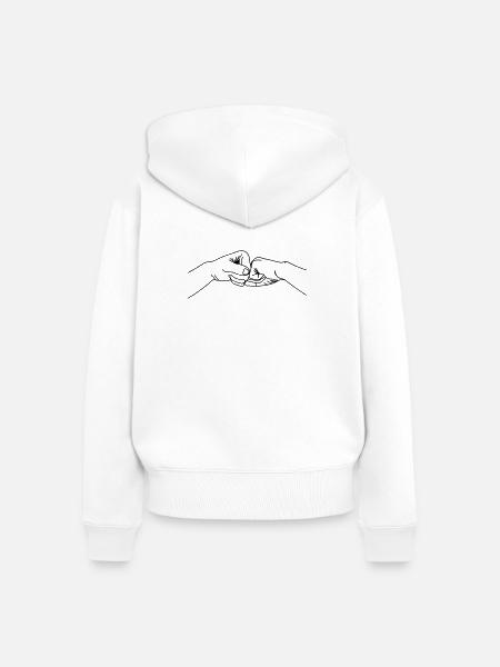Handgeste, Zusammenarbeit, Teamwork - Frauen Premium Bio Zip Hoodie - Weiß