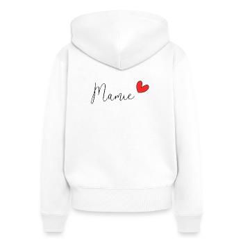 MAMIE. MAMAN. FÊTE DES MÈRES - Sweat à capuche zippé Premium bio Femme - blanc - Dos - AI Model Female 172 light (172cm)