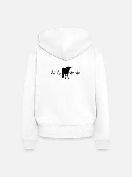Bauer Kalb EKG Herzschlag - Frauen Premium Bio Zip Hoodie - Weiß
