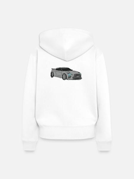 Sportwagen Silhouette Neon Highlights - Frauen Premium Bio Zip Hoodie - Weiß