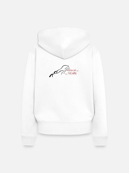 Reiten ist schön... - Frauen Premium Bio Zip Hoodie - Weiß
