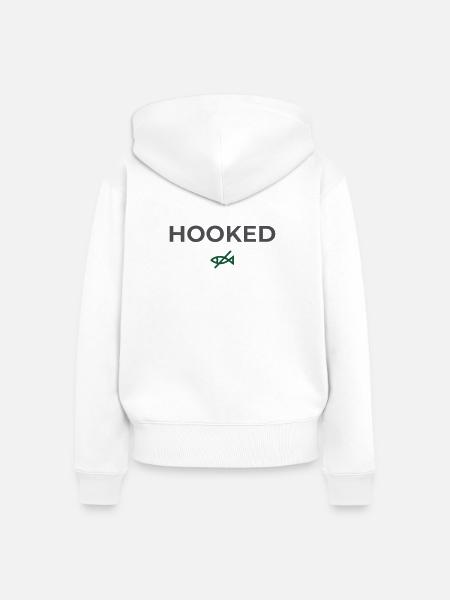 Hooked Angler Graphic Tee - Frauen Premium Bio Zip Hoodie - Weiß