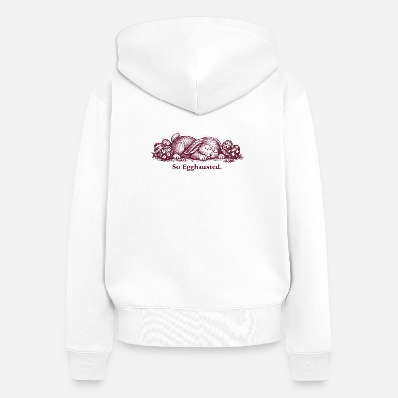 Sleeping Easter Bunny So Egghausted - Women's Premium Organic Zip Hoodie - white