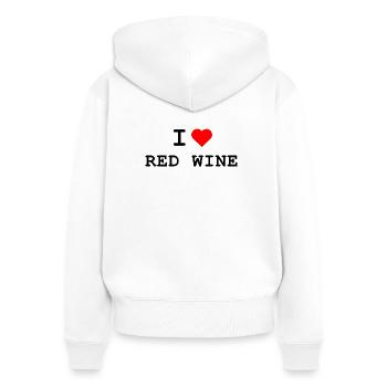 I love Red Wine - Ich liebe Rotwein - Frauen Premium Bio Zip Hoodie - Weiß - Hinten - AI Model Female 172 light (172cm)