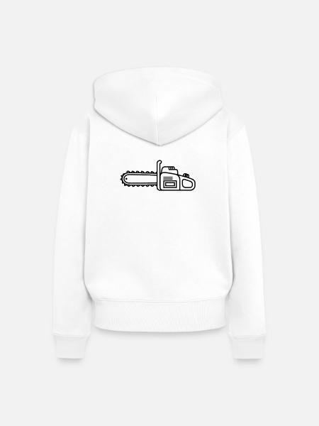 Kettensäge - Frauen Premium Bio Zip Hoodie - Weiß