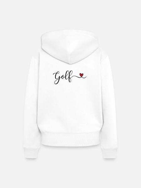 Golf Design mit Herz - Frauen Premium Bio Zip Hoodie - Weiß