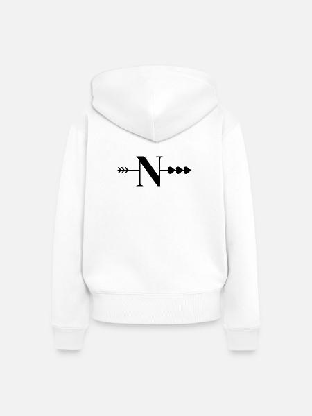 Buchstabe n Pfeil Herz - Frauen Premium Bio Zip Hoodie - Weiß