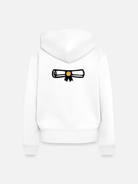 Abschluss Zeugnis Rolle Icon - Frauen Premium Bio Zip Hoodie - Weiß