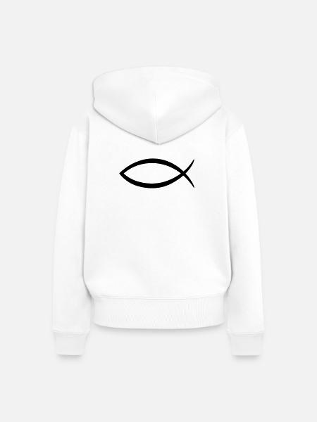 Christenfisch Symbol - Frauen Premium Bio Zip Hoodie - Weiß