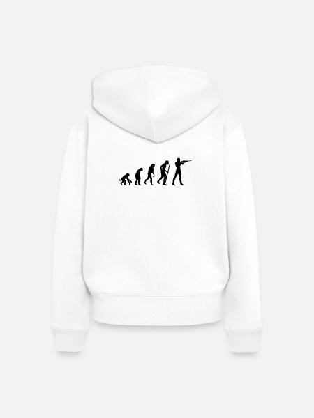 Evolution of shooting - Frauen Premium Bio Zip Hoodie - Weiß