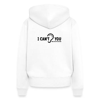 Gehörlos, Schwerhörig, Taubheit, Hörverlustzeichen - Frauen Premium Bio Zip Hoodie - Weiß - Hinten - AI Model Female 172 light (172cm)