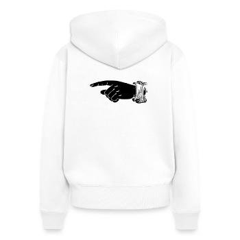 Hand - Finger pointing - Women's Premium Organic Zip Hoodie - white - Back - AI Model Female 172 light (172cm)