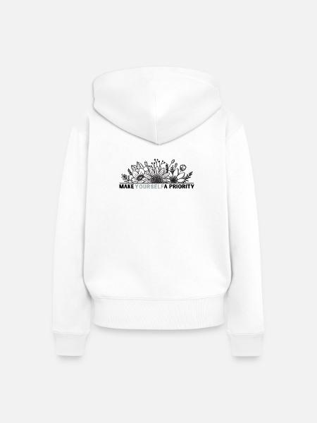 Yourself Blütenrahmen Design - Frauen Premium Bio Zip Hoodie - Weiß