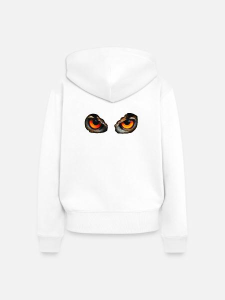 Nachtaugen Eulenblick - Frauen Premium Bio Zip Hoodie - Weiß