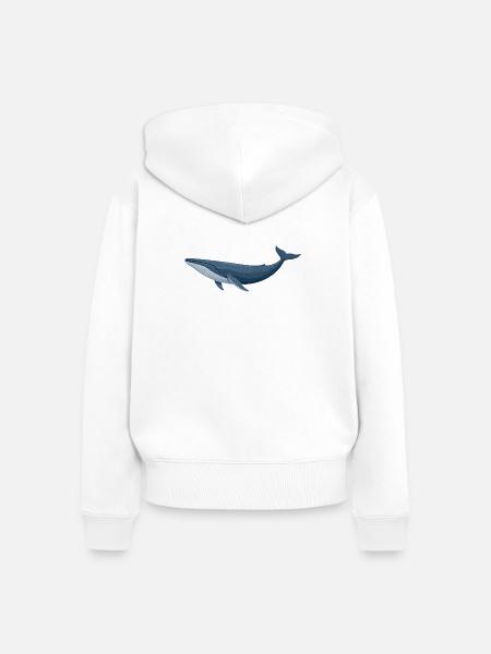 Blauwal Wal - Frauen Premium Bio Zip Hoodie - Weiß