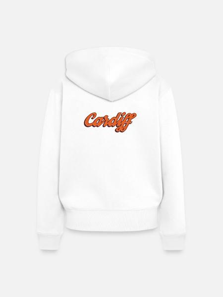 Cardiff Script Orange - Frauen Premium Bio Zip Hoodie - Weiß