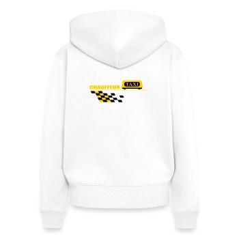 Chauffeur de taxi - Sweat à capuche zippé Premium bio Femme - blanc - Dos - AI Model Female 172 light (172cm)