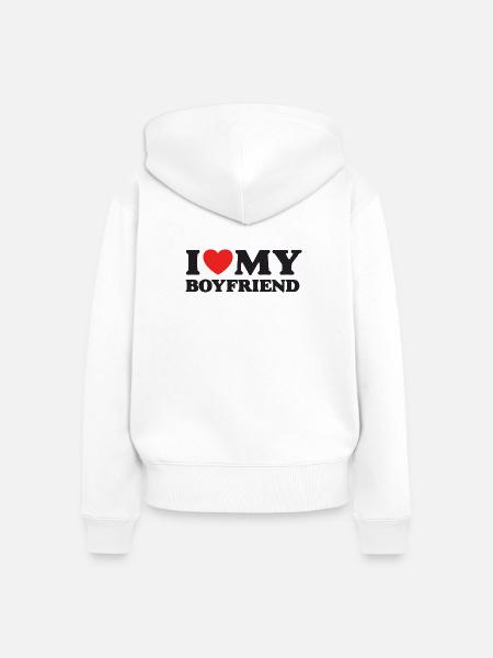 Ich liebe meinen Freund - Frauen Premium Bio Zip Hoodie - Weiß