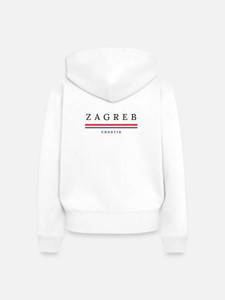 Stadt Zagreb, Kroatien - Frauen Premium Bio Zip Hoodie - Weiß