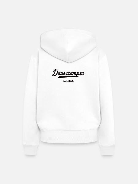 Dauercamper 2026 Camping Camper Dauercamping - Frauen Premium Bio Zip Hoodie - Weiß