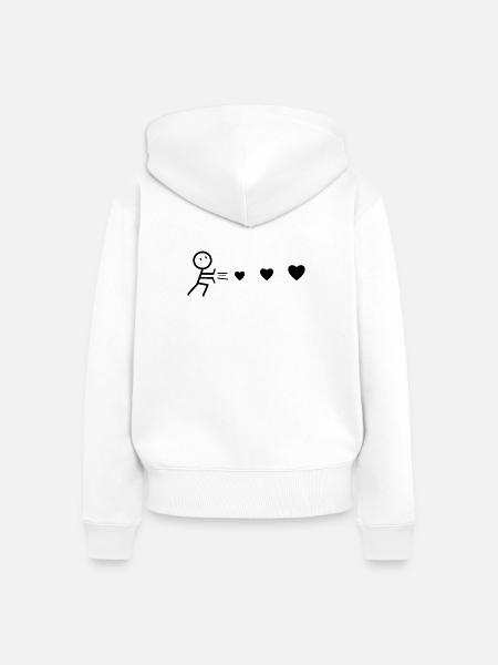 Herzenswerfender Schwarzer Mann - Frauen Premium Bio Zip Hoodie - Weiß