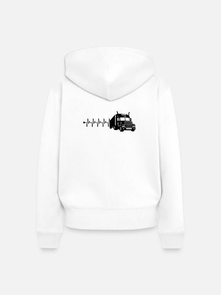 Lkw herzfrequenz - Frauen Premium Bio Zip Hoodie - Weiß
