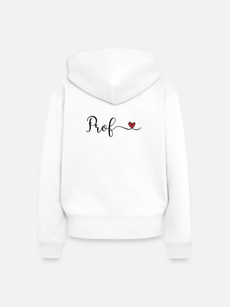 Prof Herz Typographie Geschenk - Frauen Premium Bio Zip Hoodie - Weiß