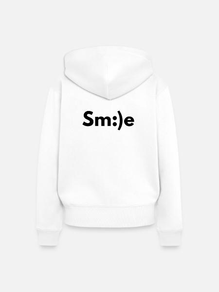 lächelnd, lächelnd, lächelnd - Frauen Premium Bio Zip Hoodie - Weiß