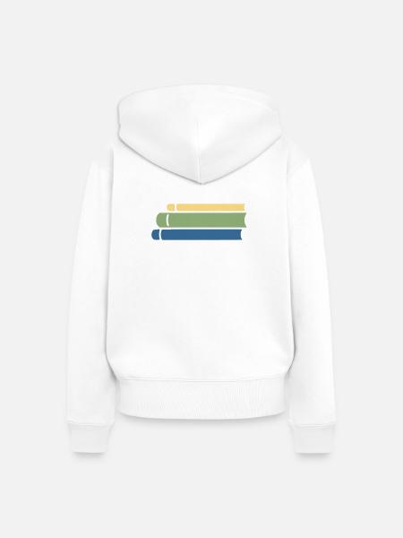 Bücherstapel Bunt Flat Design - Frauen Premium Bio Zip Hoodie - Weiß