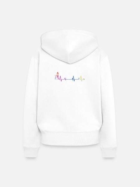Regenbogen Puls Silhouette - Frauen Premium Bio Zip Hoodie - Weiß