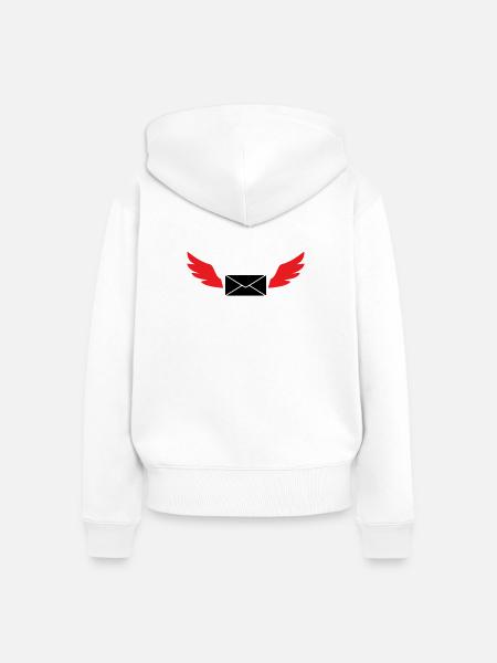 Express-Umschlag mit Flügelpost - Frauen Premium Bio Zip Hoodie - Weiß
