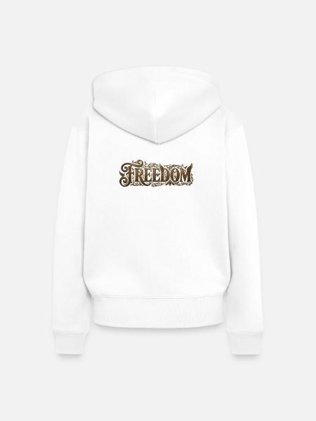 Freiheit, Verzierter Flourish. - Frauen Premium Bio Zip Hoodie - Weiß