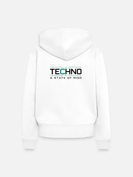 Techno - A State of Mind - Frauen Premium Bio Zip Hoodie - Weiß